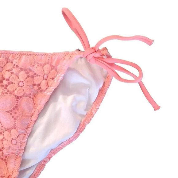 Victoria's Secret 2015 Floral Neon Crochet Side Ties Swim Bottoms Medium - Picture 4 of 13